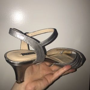 Alex Marie silver peep toe heels